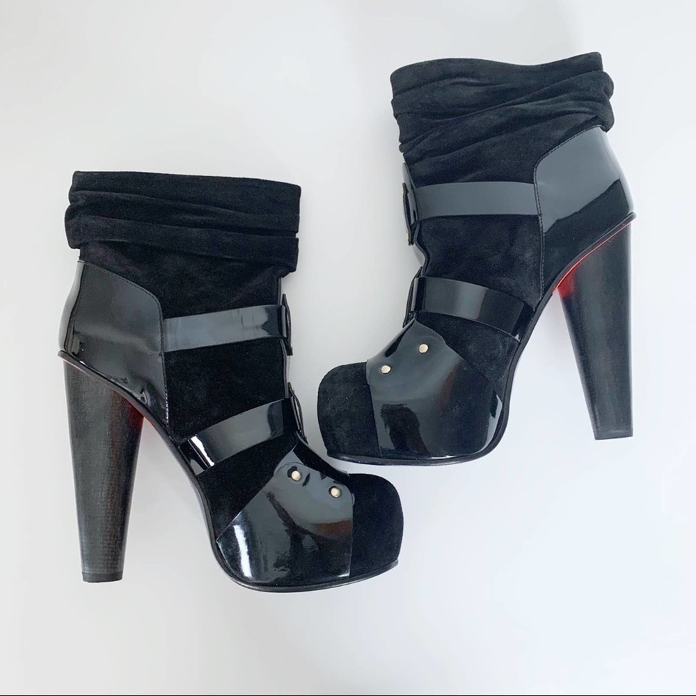 Authentic Versace Suede Patent Leather Booties